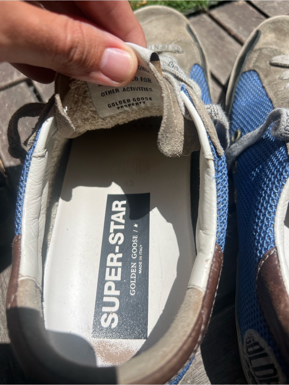 Golden Goose Men’s Blue Mesh & Gray Suede Star Sneakers size 43 - Picture 3 of 6